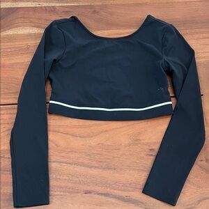 JoyLab Black Crop Top with White Trim